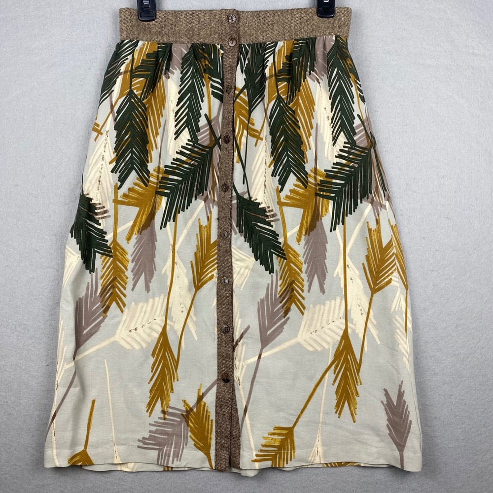 Edme & Esyllte Anthropology Button Front Midi Skirt 2 Cottagecore Boho Floral